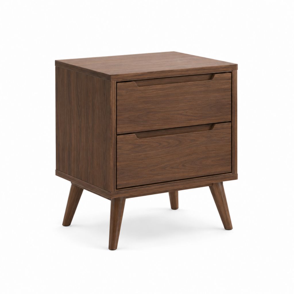 Nachttisch mit 2 Schubladen Braun Walnussholz Rechteckig 55 x 45 x 40 cm