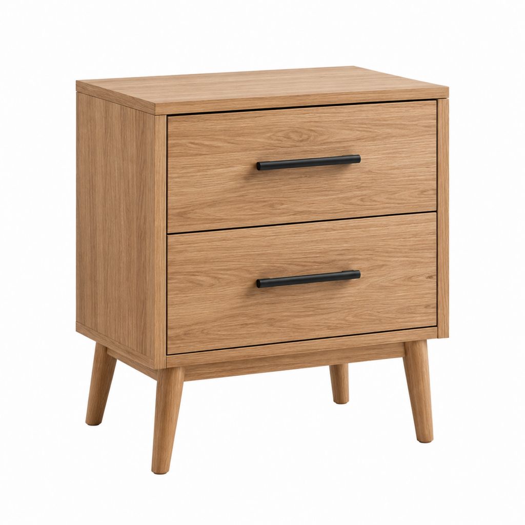 Nachttisch mit 2 Schubladen Eiche-Dekor Spanplatte rechteckig 50 x 40 x 60 cm