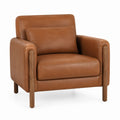 Sessel Cognac PU-Kunstleder mit Massivholzgestell rechteckig 82 x 87 x 88 cm
