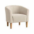 Sessel Creme Bouclé-Polyester Rund mit Eichenholzfüßen 76 x 72 x 78 cm