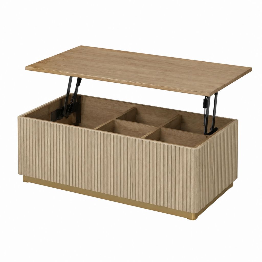 Couchtisch mit hochklappbarer Tischplatte Eichefarben MDF rechteckig 100 x 50 x 45 cm