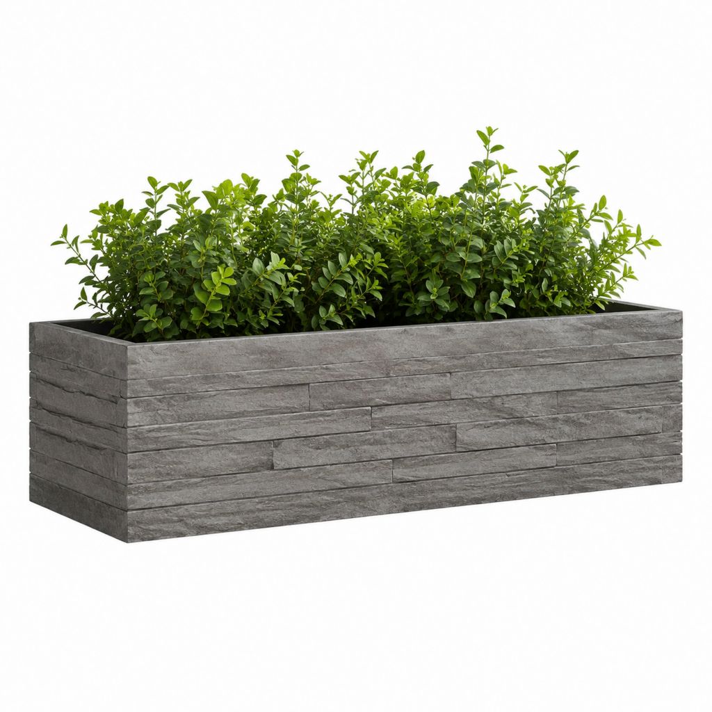Pflanzkasten rechteckig Grau aus Polypropylen in Steinoptik 100 x 40 x 40 cm