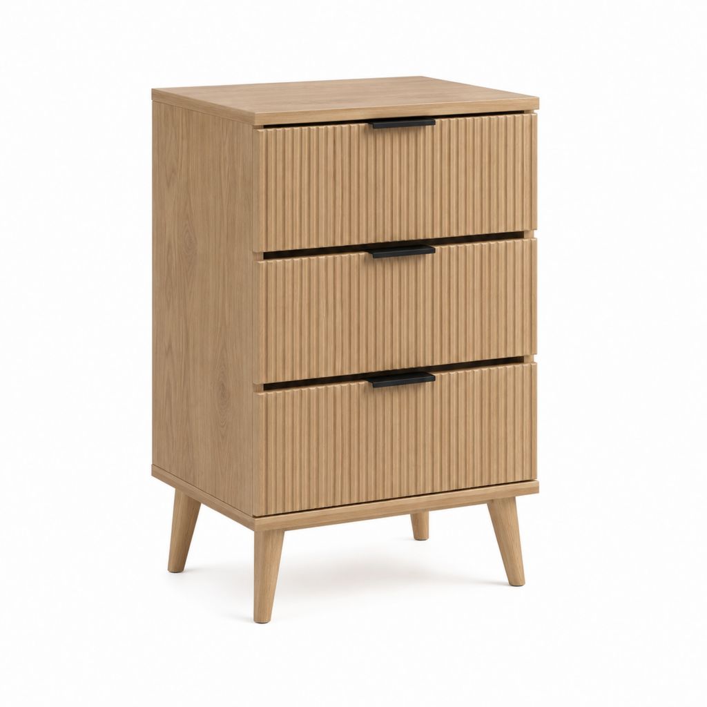 Nachttisch mit 3 Schubladen Eichenholzoptik Holzwerkstoff rechteckig 40 x 35 x 65 cm