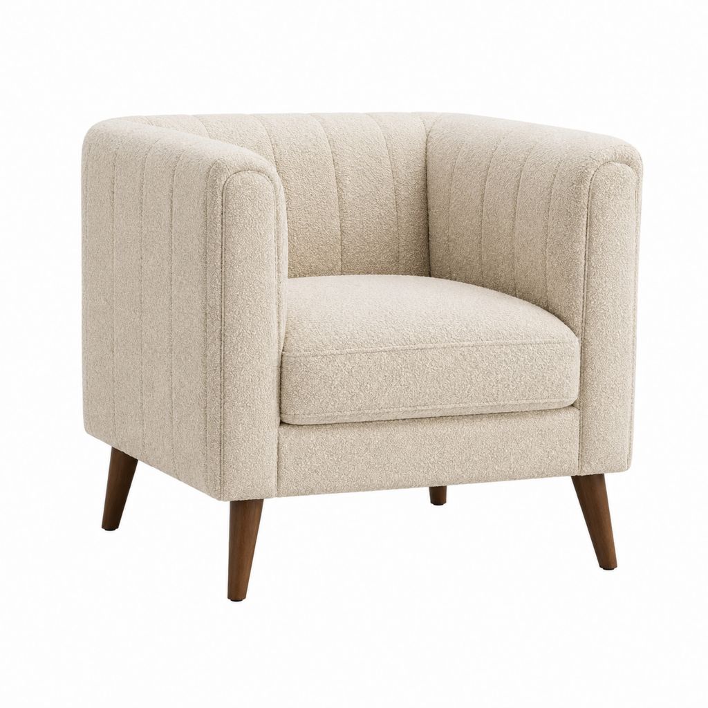 Cocktailsessel Creme Polyester-Bouclé mit Massivholzbeinen 78 x 75 x 78 cm