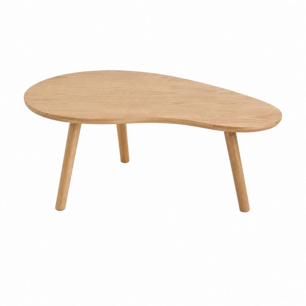 Couchtisch Eiche Massivholz Natur nierenförmig 120 x 60 x 45 cm