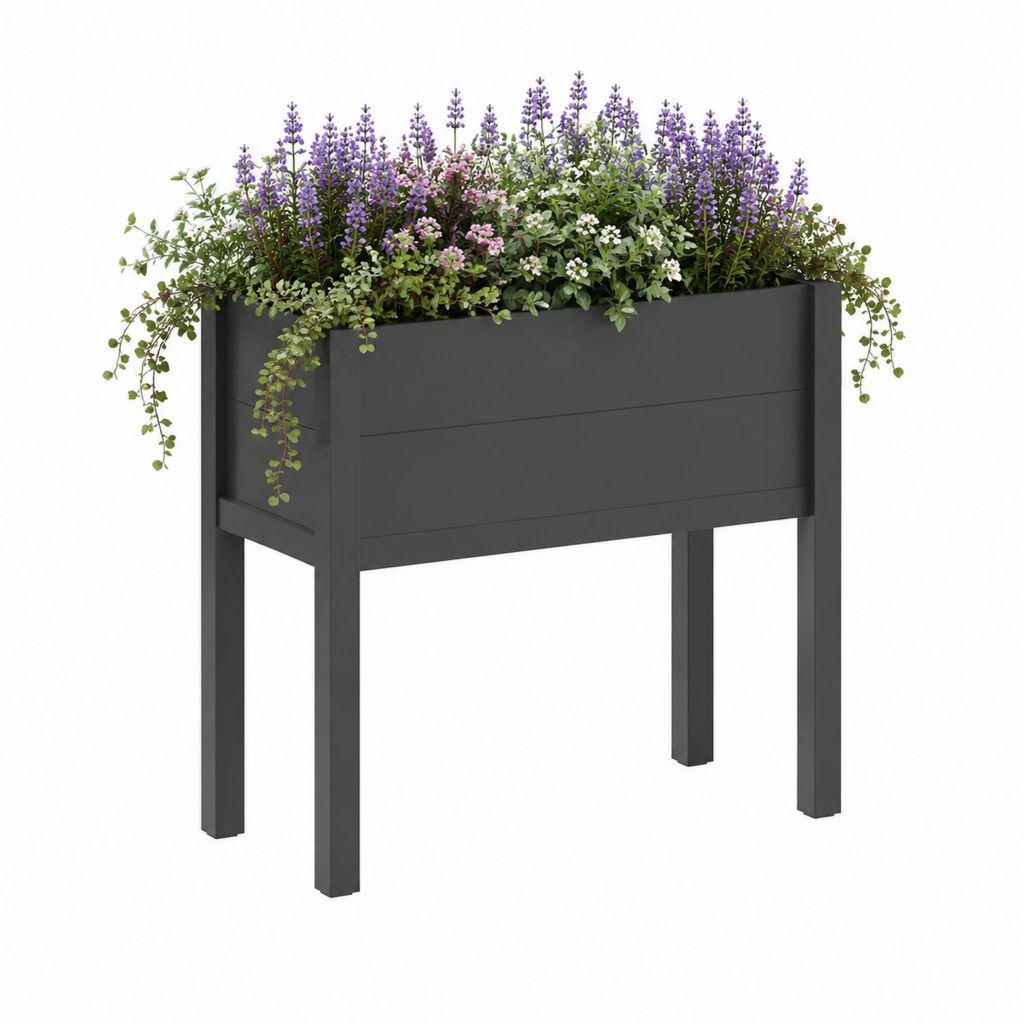Hochbeet Pflanzkasten Anthrazit aus pulverbeschichtetem Stahl rechteckig 80 x 40 x 80 cm